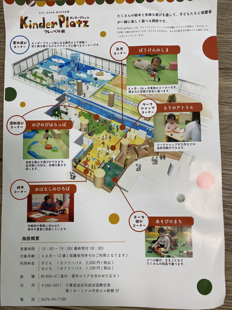 フレーベル館 Kinder Platz(キンダープラッツ)成田空港店のチラシ料金表